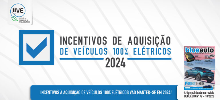 Incentivos à Aquisição de Veículos 100% Elétricos vão manter-se em 2024!